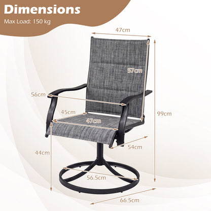 Padded Patio Swivel Chairs Set of 2, Gray