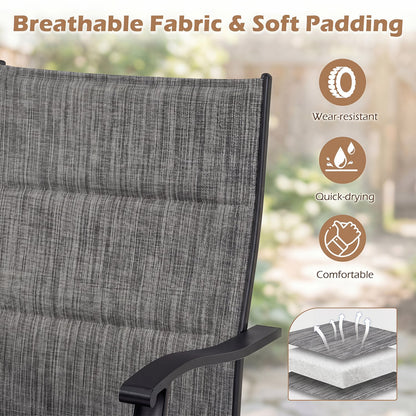 Padded Patio Swivel Chairs Set of 2, Gray