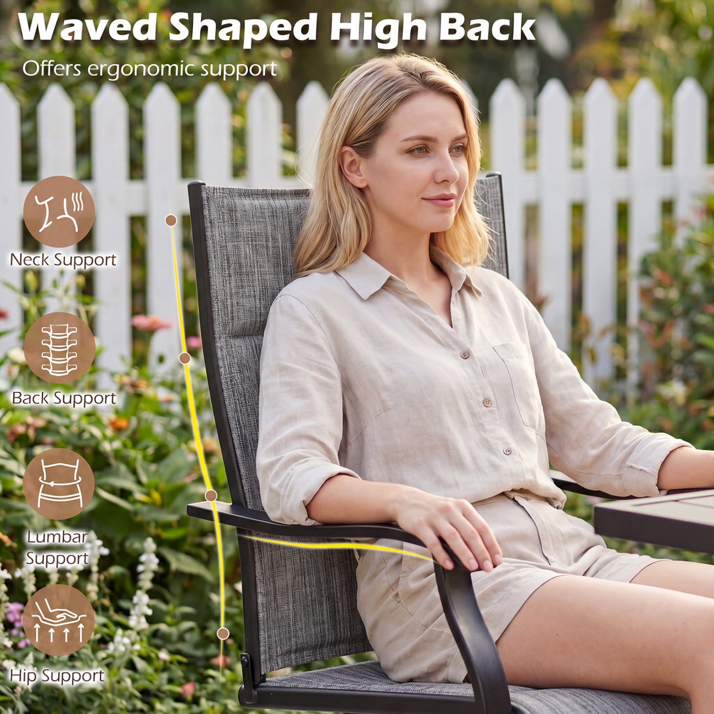 Padded Patio Swivel Chairs Set of 2, Gray