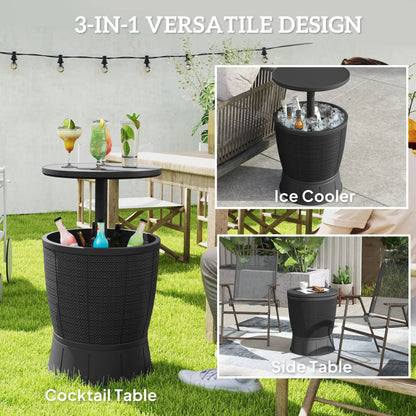 11 Gallon Patio Cooler Side Table, Adjustable Top, Drainage Plug, Black Patio Side Tables at Gallery Canada