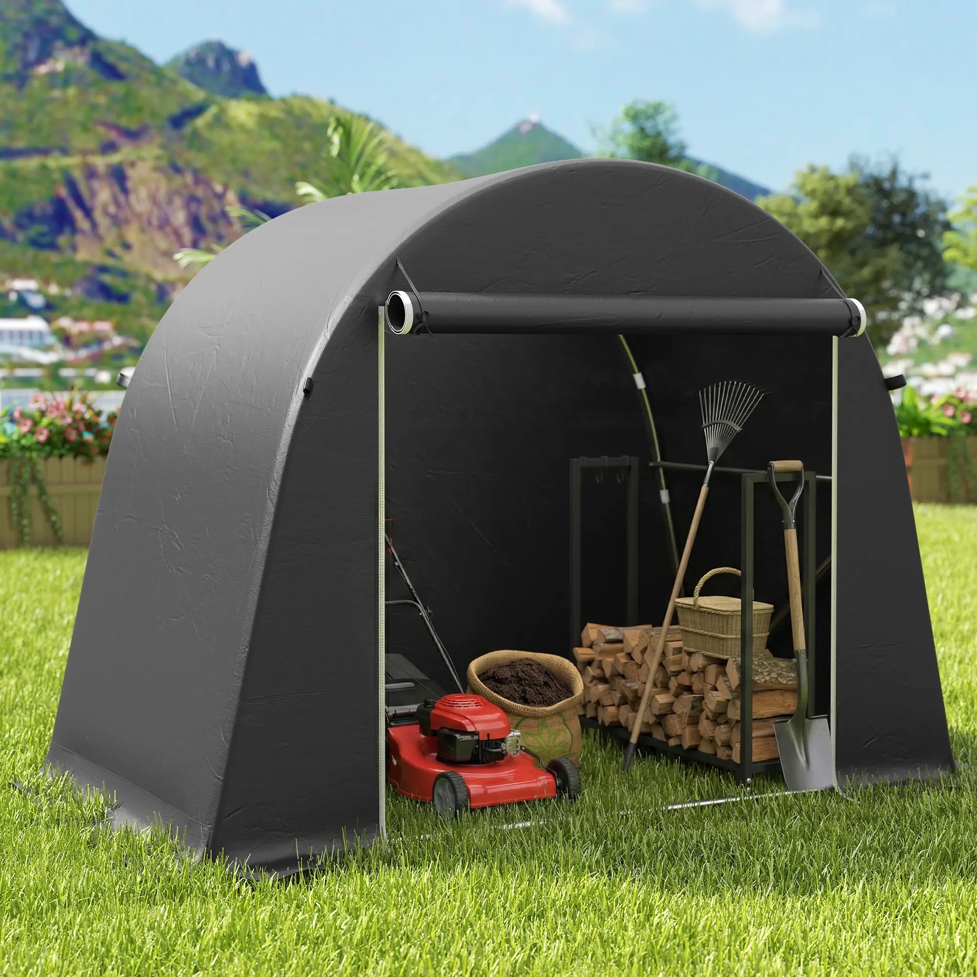 8' x 4' Portable Shed, Waterproof Bike Tent, Roll-Up Zipper Door Sheds at Gallery Canada