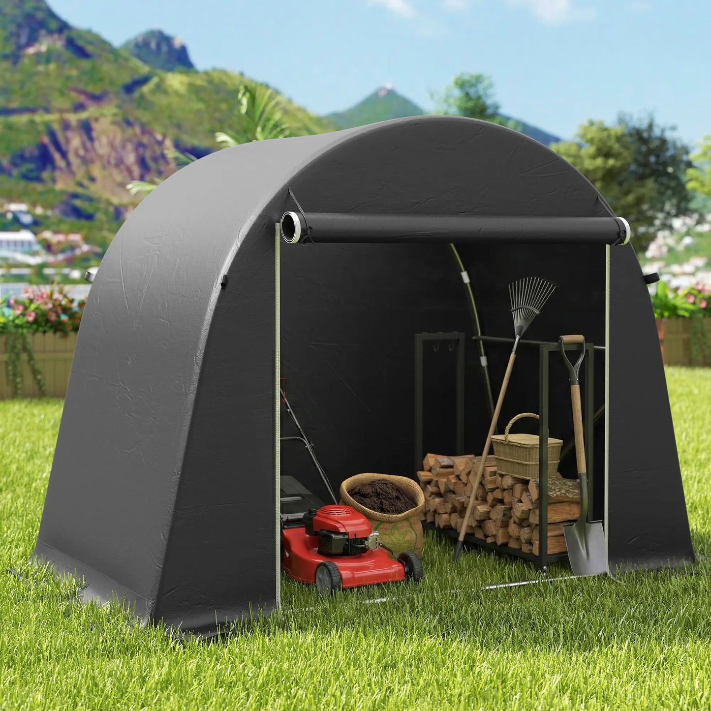 8' x 4' Portable Shed, Waterproof Bike Tent, Roll-Up Zipper Door Sheds at Gallery Canada