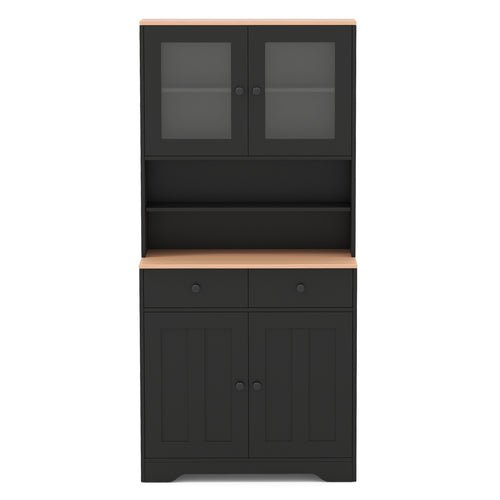 Pantry Cabinet, 2 Removable Shelves, Black