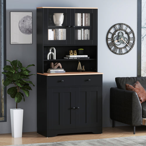 Pantry Cabinet, 2 Removable Shelves, Black