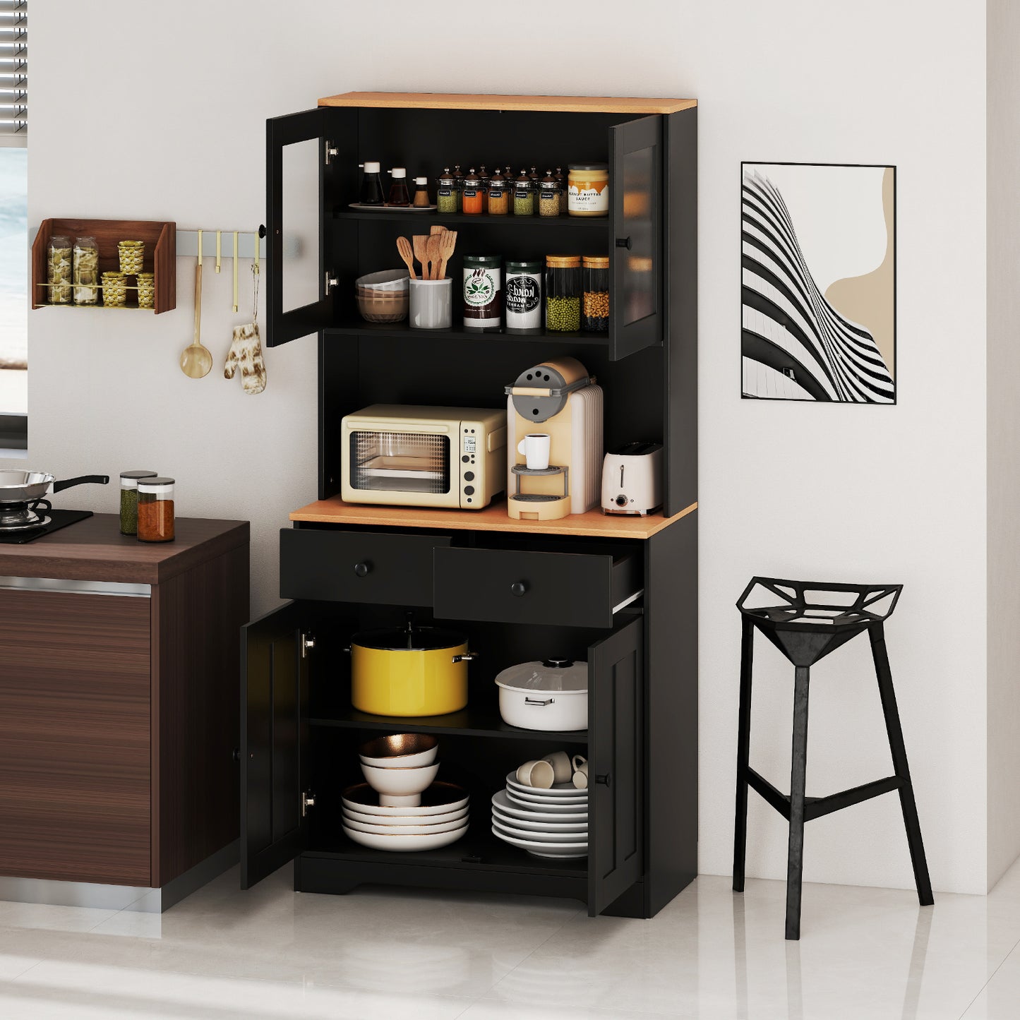 Pantry Cabinet, 2 Removable Shelves, Black Sideboards Cabinets & Buffets at Gallery Canada