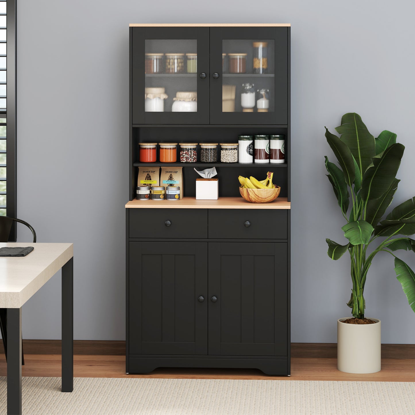 Pantry Cabinet, 2 Removable Shelves, Black Sideboards Cabinets & Buffets at Gallery Canada