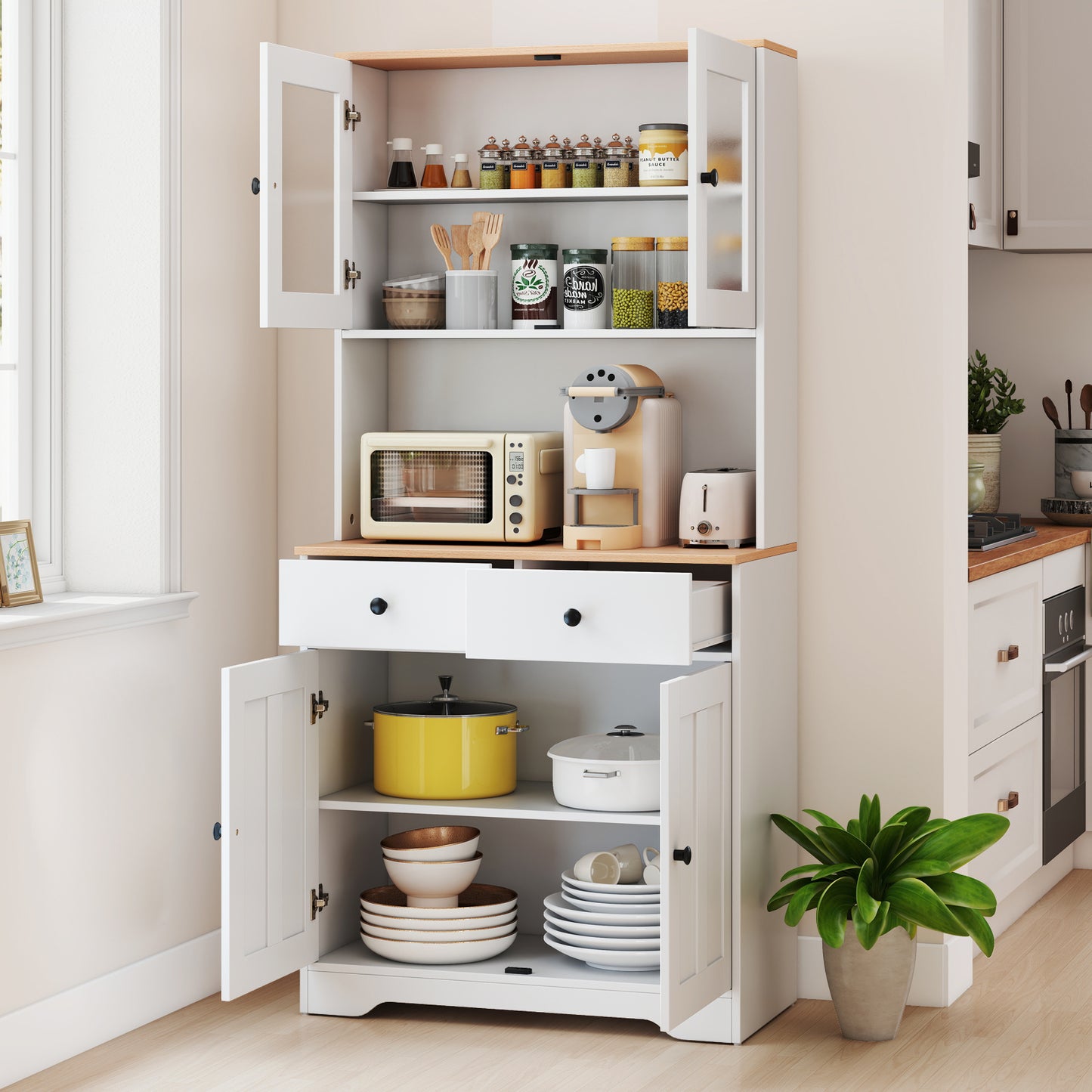 Pantry Cabinet With 2 Removable Shelves, White Sideboards Cabinets & Buffets at Gallery Canada