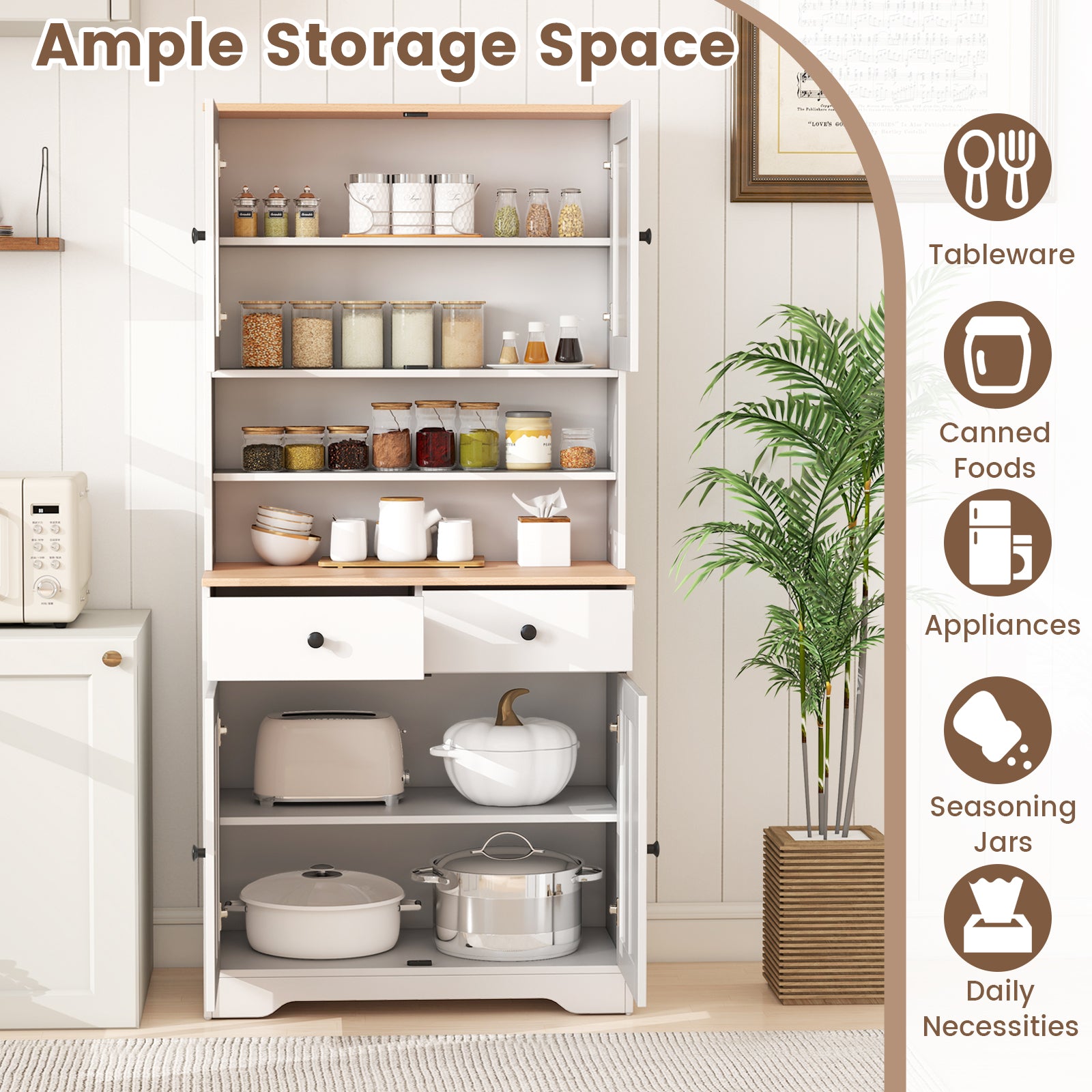 Pantry Cabinet With 2 Removable Shelves, White Sideboards Cabinets & Buffets at Gallery Canada