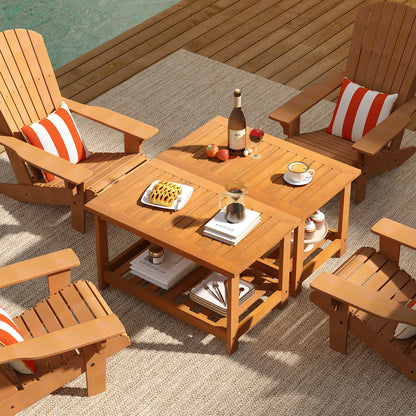 Patio Acacia Wood Coffee Table 2-Tier Rectangular Center Table, Natural Patio Coffee Tables at Gallery Canada
