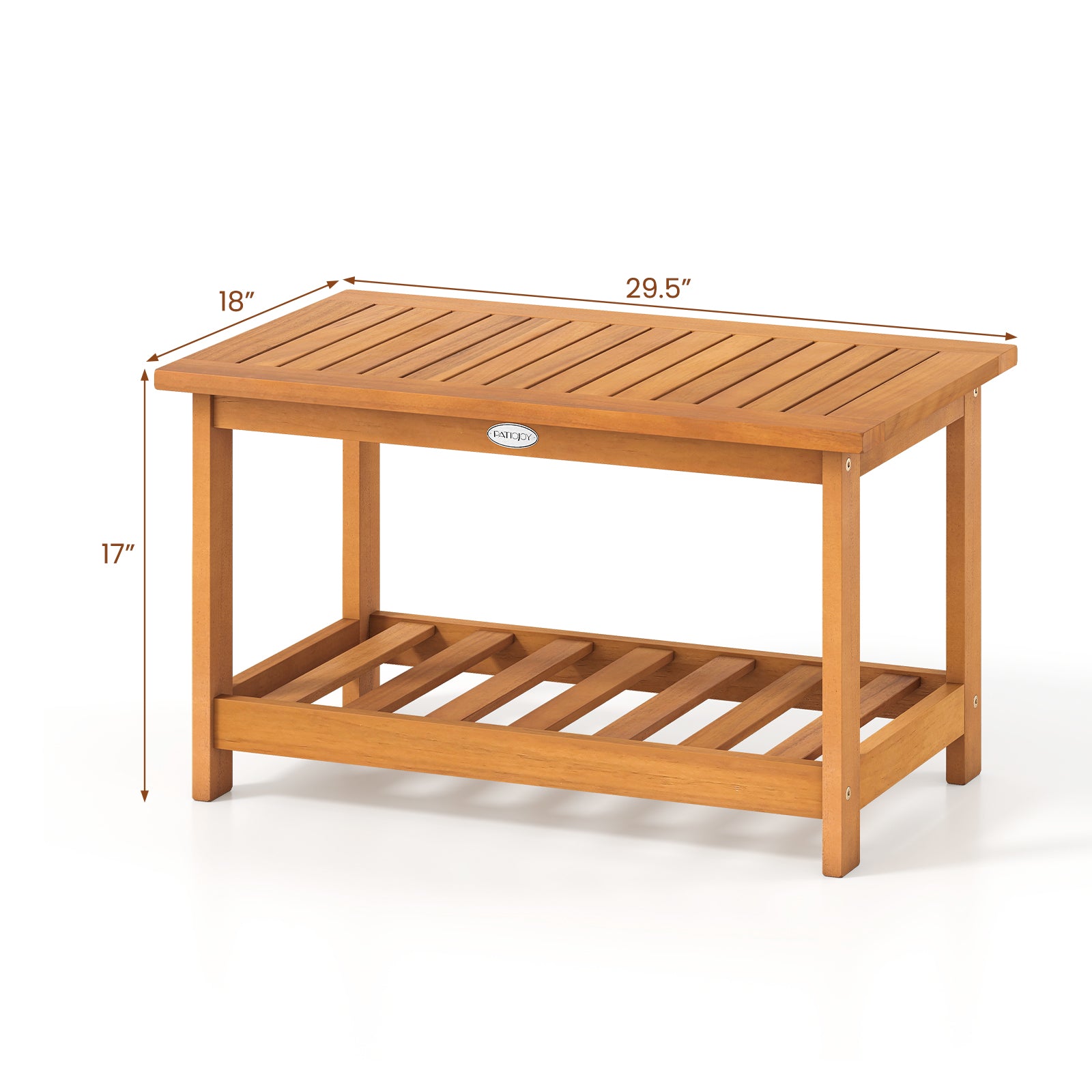 Patio Acacia Wood Coffee Table 2-Tier Rectangular Center Table, Natural Patio Coffee Tables at Gallery Canada