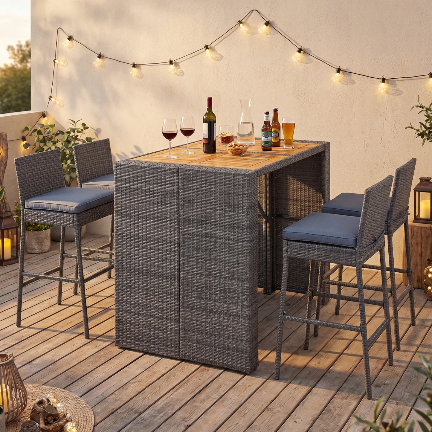 Acacia Wood Dining Set, Patio, Gray Patio Dining Sets at Gallery Canada