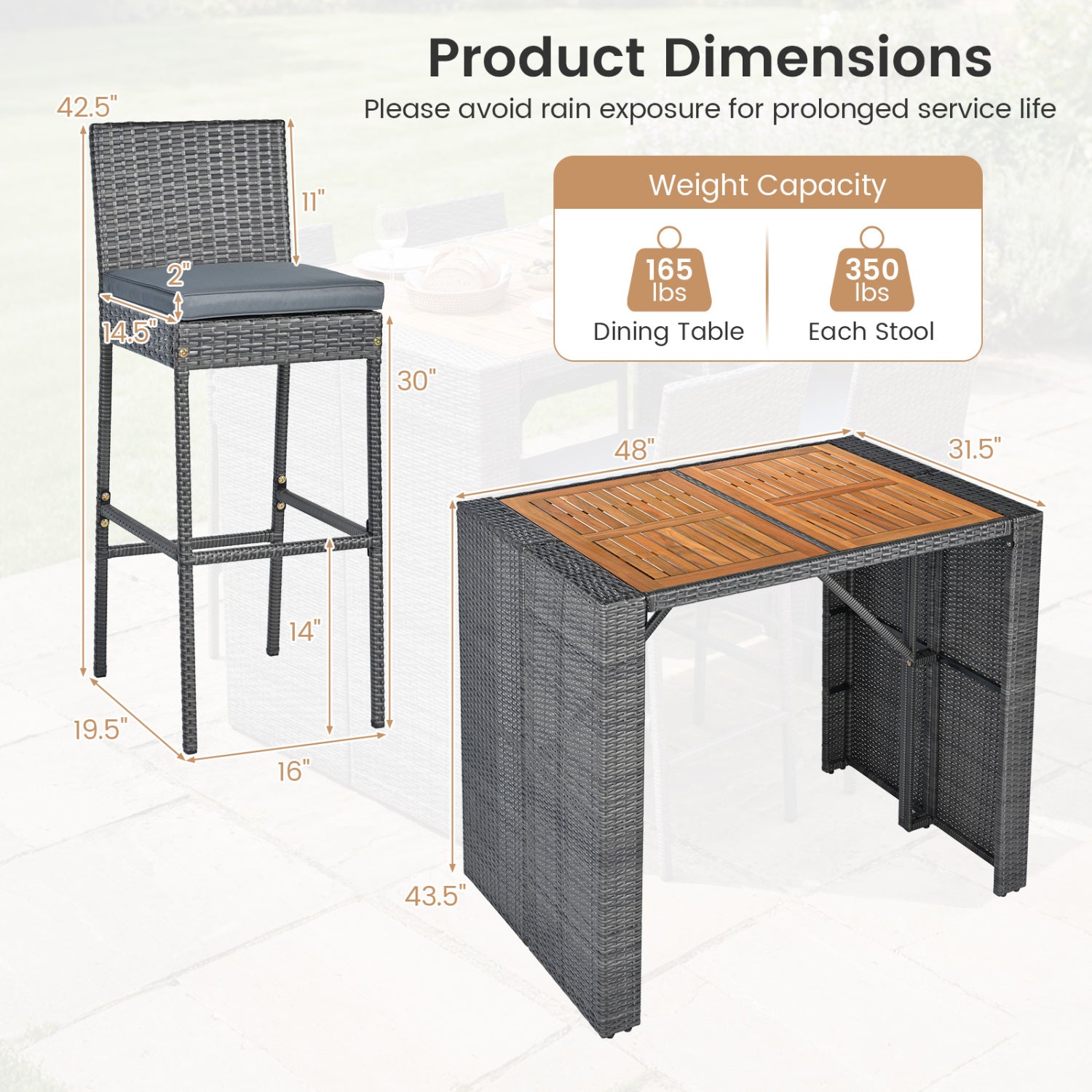 Acacia Wood Dining Set, Patio, Gray Patio Dining Sets at Gallery Canada