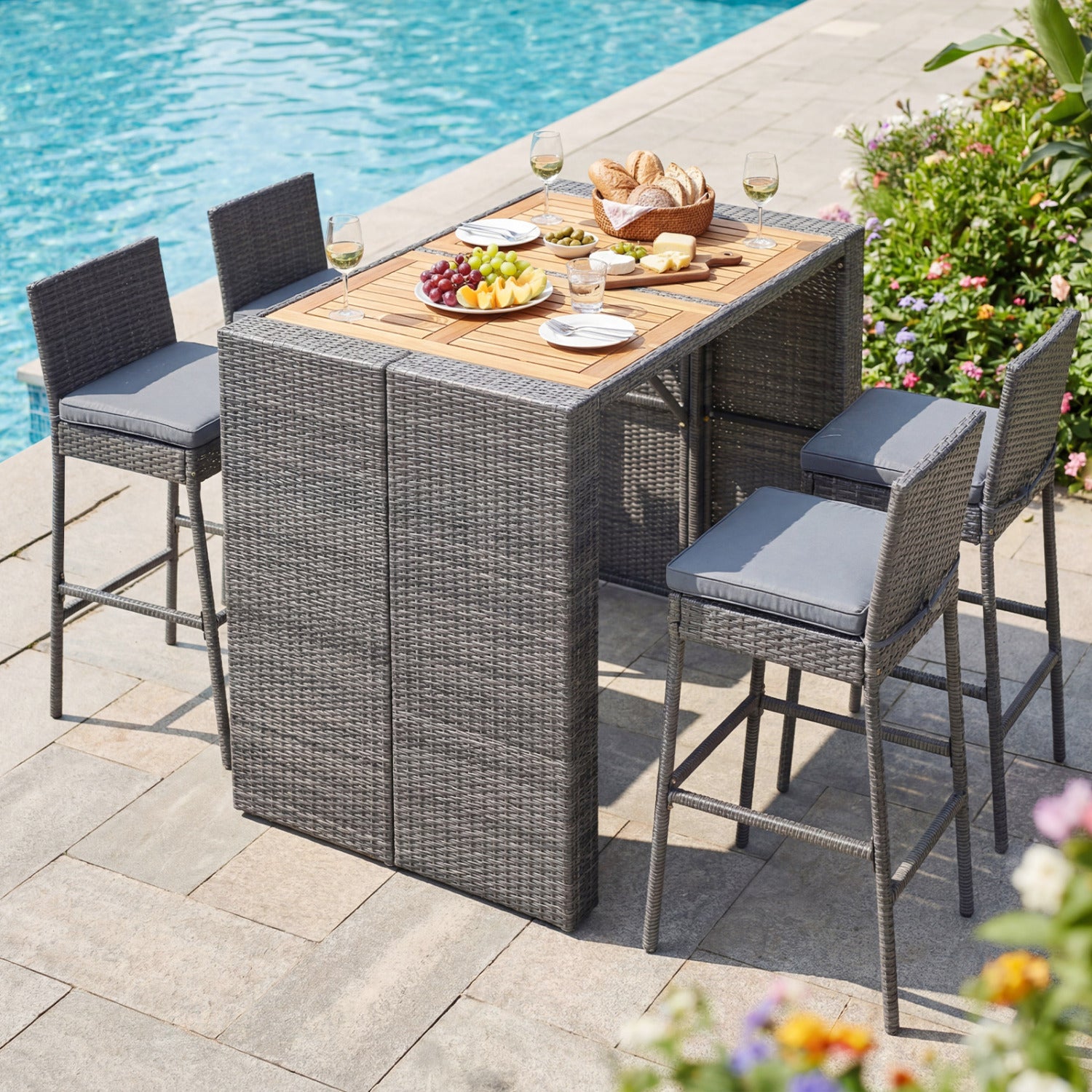 Acacia Wood Dining Set, Patio, Gray Patio Dining Sets at Gallery Canada