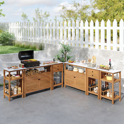 Patio Acacia Wood Storage Cabinet Patio Buffet Cabinet Bar Table Outdoor & Patio Furniture at Gallery Canada