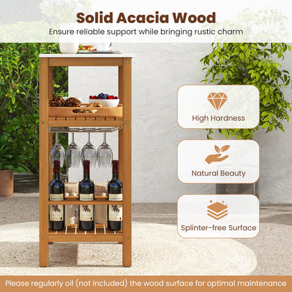 Patio Acacia Wood Storage Cabinet Patio Buffet Cabinet Bar Table Outdoor & Patio Furniture at Gallery Canada