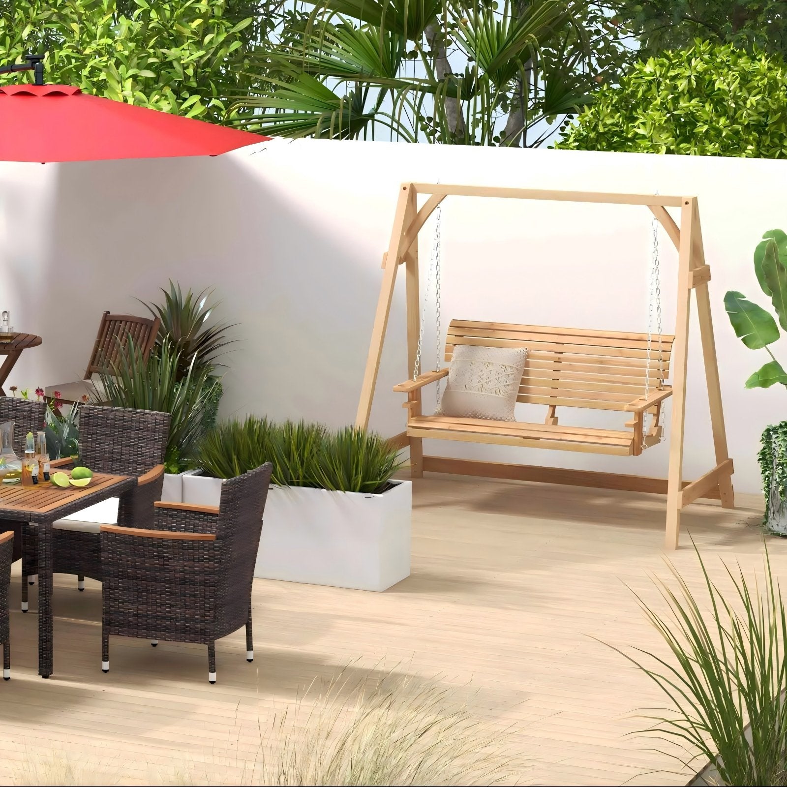 Patio Bundle: Outdoor Furniture Set+Patio Umbrella+Patio Swing+Bistro Set Outdoor & Patio Furniture at Gallery Canada