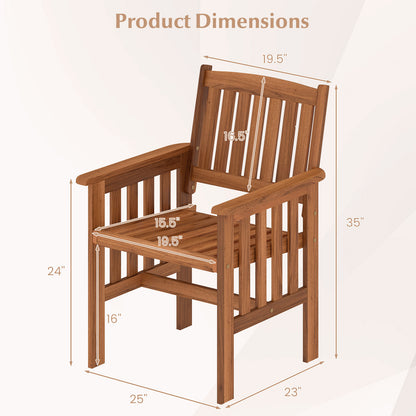 Patio Chairs Set of 2 Outdoor Solid Wood Chairs with Slatted Seat and Inclined Backrest, Natural Patio Dining Chairs at Gallery Canada