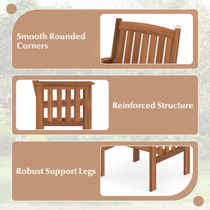 Patio Chairs Set of 2 Outdoor Solid Wood Chairs with Slatted Seat and Inclined Backrest, Natural Patio Dining Chairs at Gallery Canada