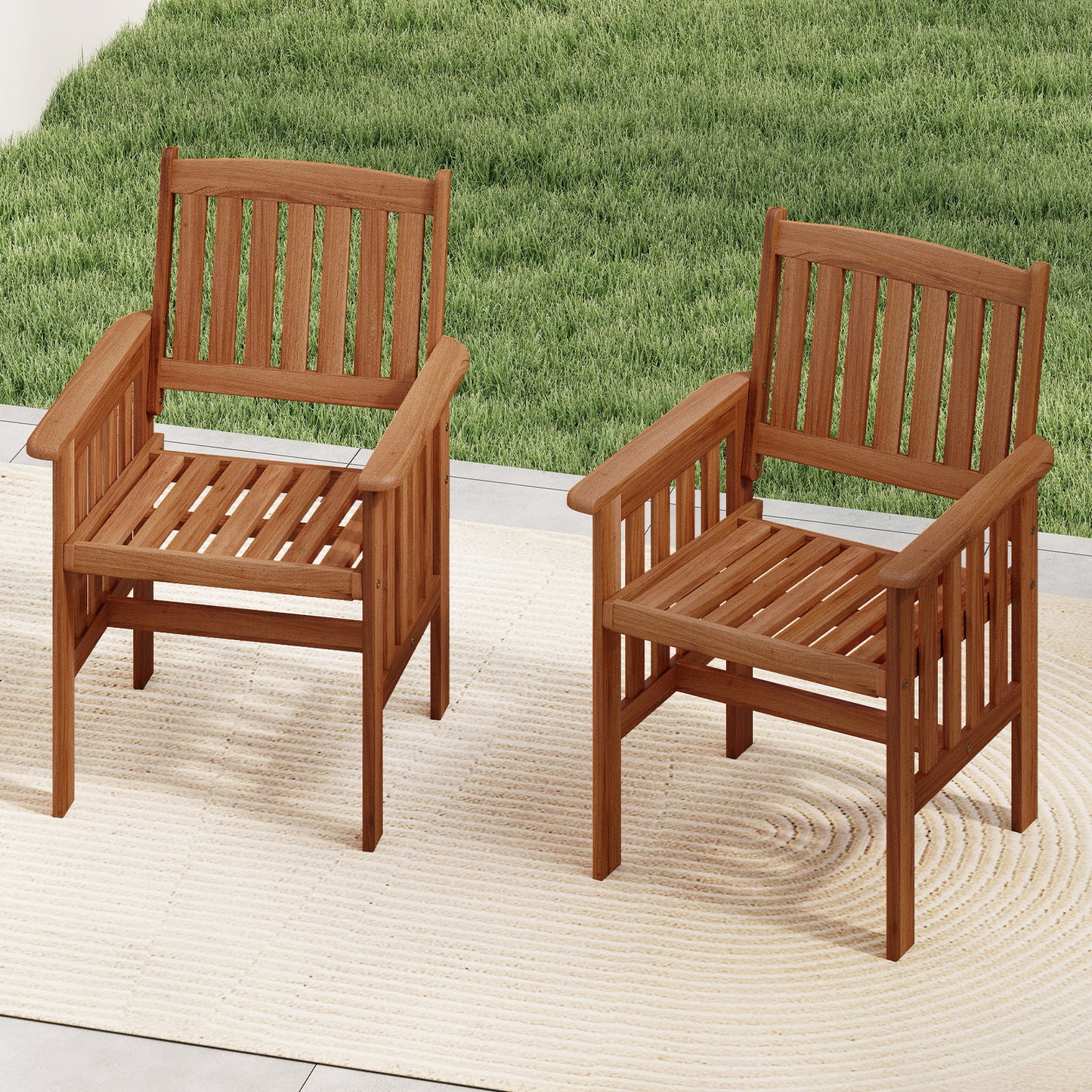 Solid Wood Patio Chairs, Set of 2, Natural Patio Dining Chairs at Gallery Canada
