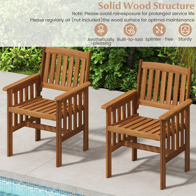 Solid Wood Patio Chairs, Set of 2, Natural Patio Dining Chairs at Gallery Canada