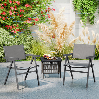 Patio Chairs Set of 2 Outdoor Dining Chair with Breathable Fabric Seat-Set of 2, Gray Beach & Lawn Chairs at Gallery Canada
