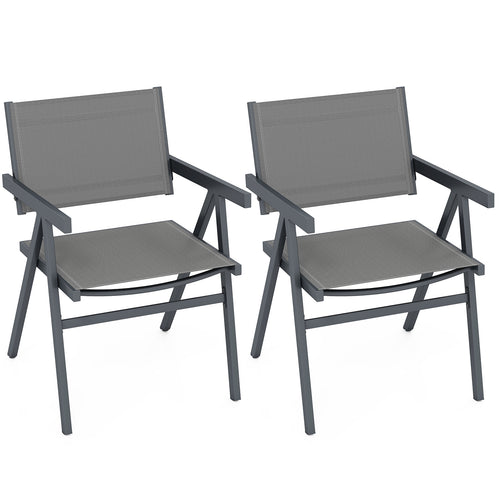 Patio Chairs Set of 2 Outdoor Dining Chair with Breathable Fabric Seat-Set of 2, Gray