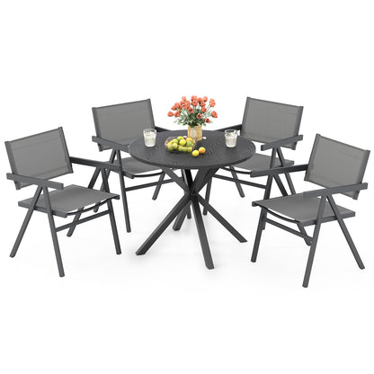 Patio Chairs Set of 2 Outdoor Dining Chair with Breathable Fabric Seat-Set of 2, Gray Beach & Lawn Chairs at Gallery Canada