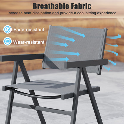 Patio Chairs Set of 2 Outdoor Dining Chair with Breathable Fabric Seat-Set of 2, Gray Beach & Lawn Chairs at Gallery Canada