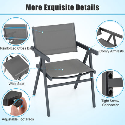 Patio Chairs Set of 2 Outdoor Dining Chair with Breathable Fabric Seat-Set of 2, Gray Beach & Lawn Chairs at Gallery Canada