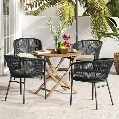 Patio Chairs Set of 4 with Seat Cushion and Curved Backrest for Patio, Black Patio Dining Chairs at Gallery Canada