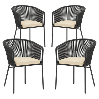 Patio Chairs Set of 4 with Seat Cushion and Curved Backrest for Patio, Black Patio Dining Chairs at Gallery Canada