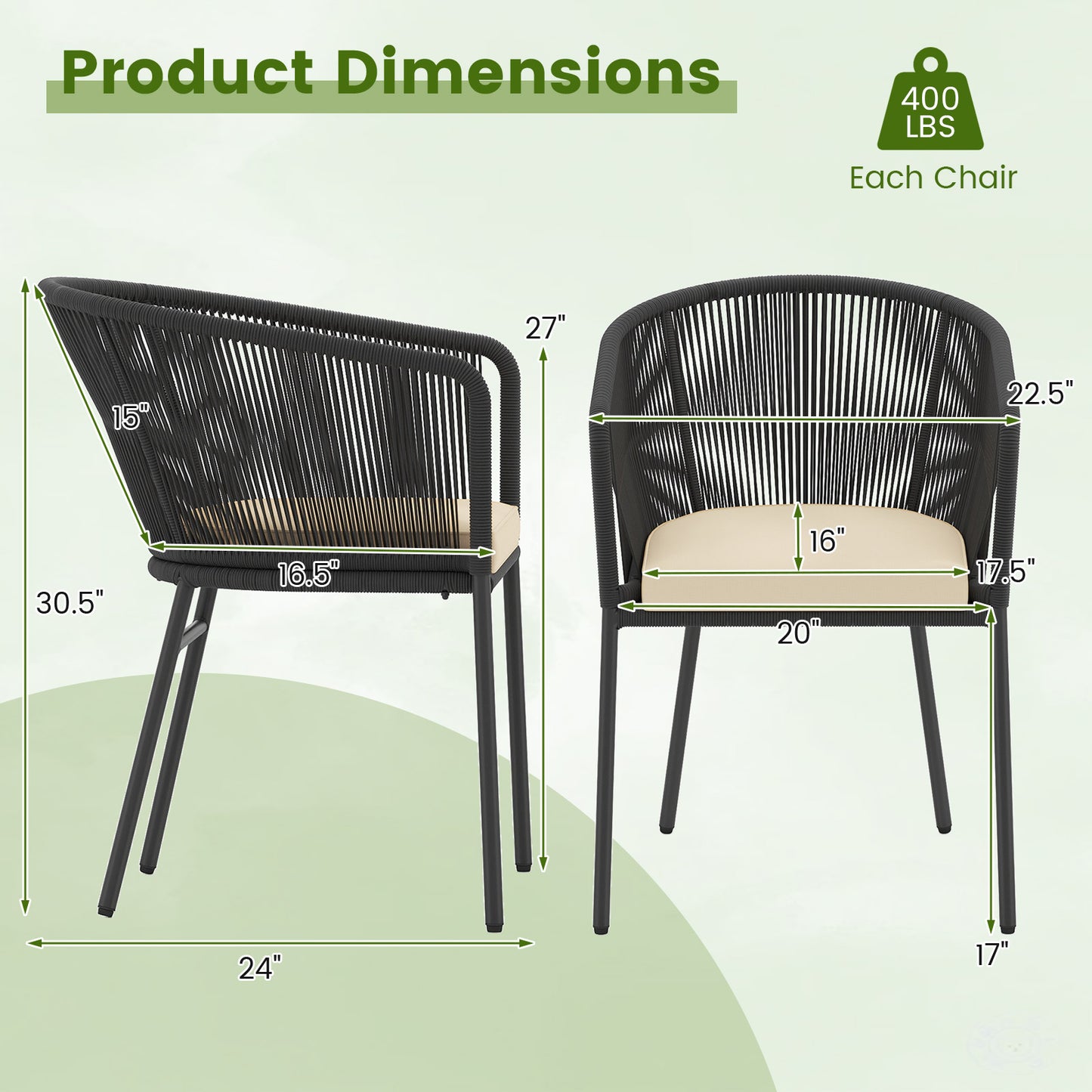 Patio Chairs Set of 4 with Seat Cushion and Curved Backrest for Patio, Black Patio Dining Chairs at Gallery Canada