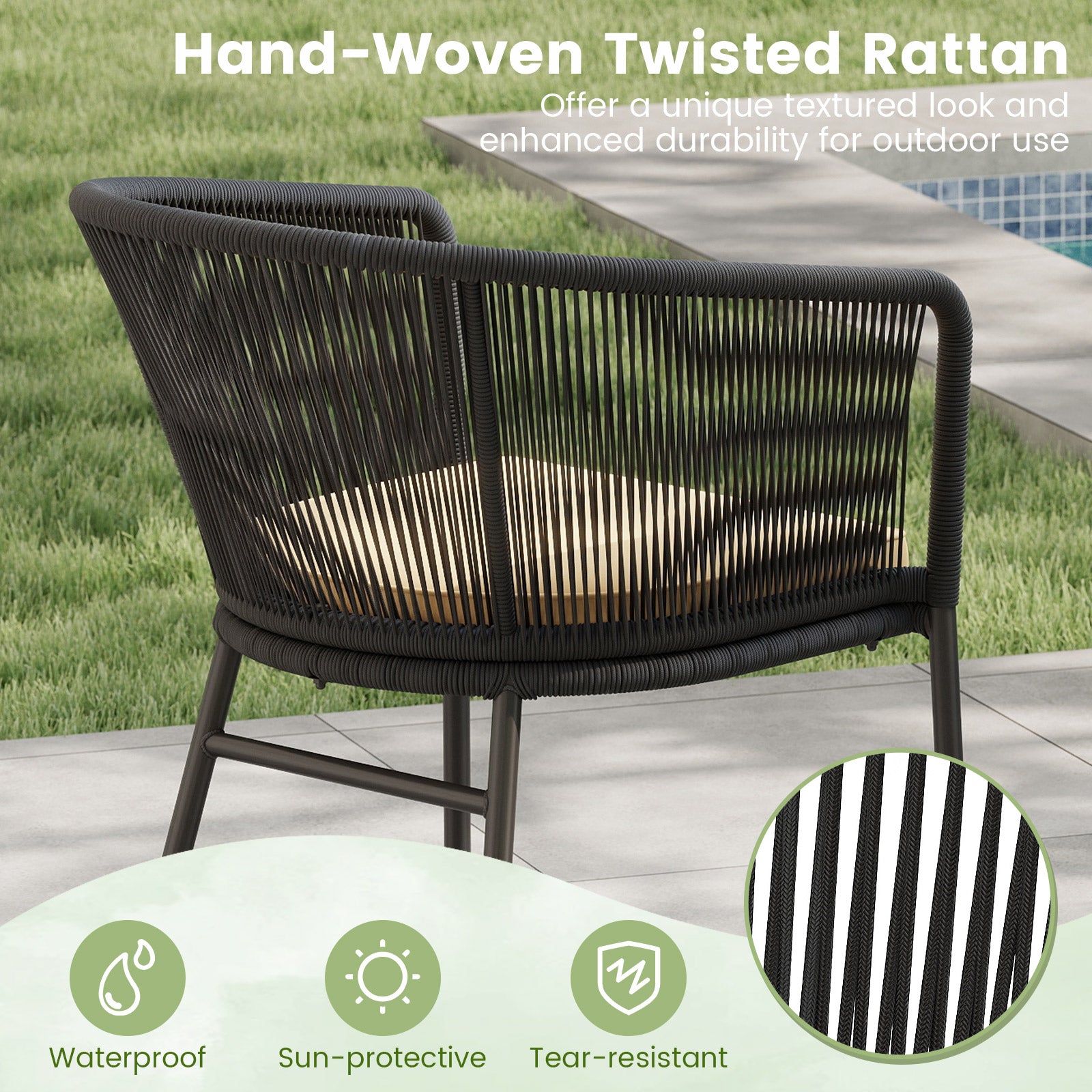 Patio Chairs Set of 4 with Seat Cushion and Curved Backrest for Patio, Black Patio Dining Chairs at Gallery Canada