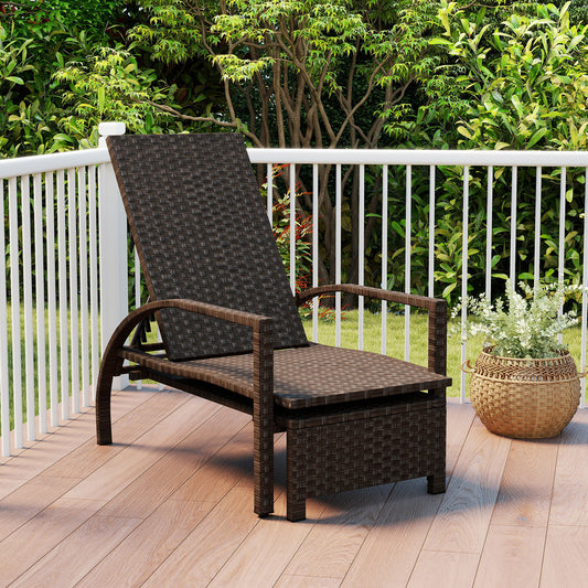 Outdoor Rattan Chaise Lounge With Ottoman, Brown Outdoor Seating & Patio Chairs Brown at Gallery Canada