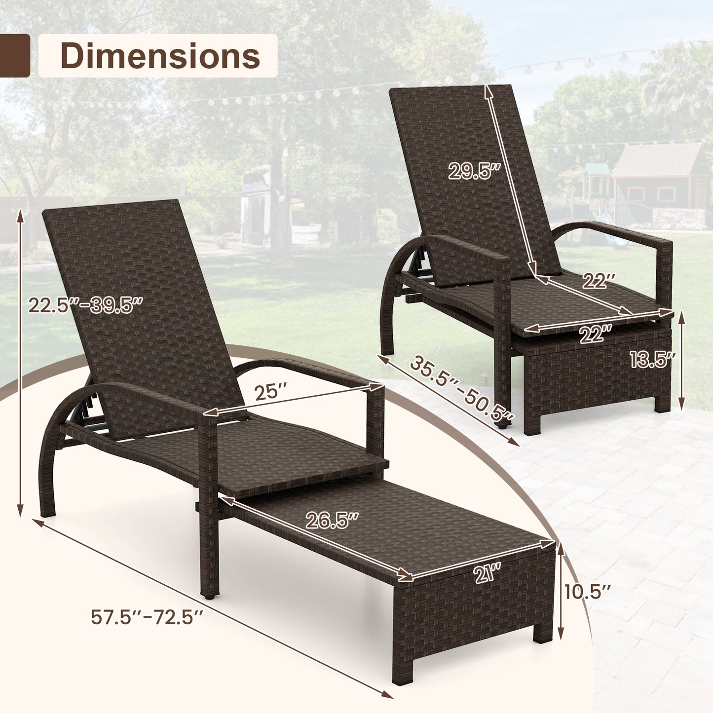 Outdoor Rattan Chaise Lounge With Ottoman, Brown Outdoor Seating & Patio Chairs at Gallery Canada