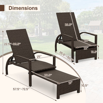 Outdoor Rattan Chaise Lounge With Ottoman, Brown Outdoor Seating & Patio Chairs at Gallery Canada