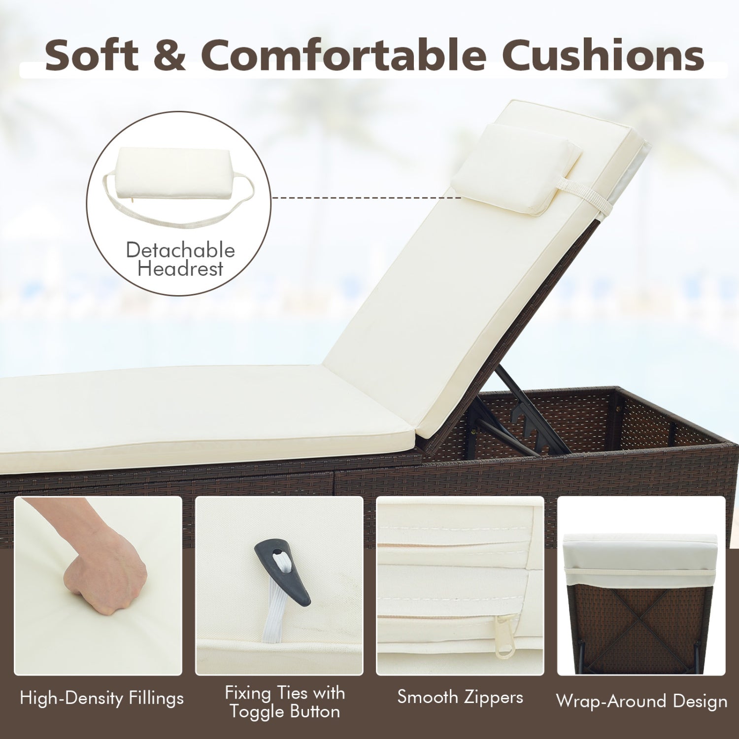 Patio Chaise Lounge Set, 2-Piece, With Cushions, Off White Outdoor Chaise Lounges at Gallery Canada