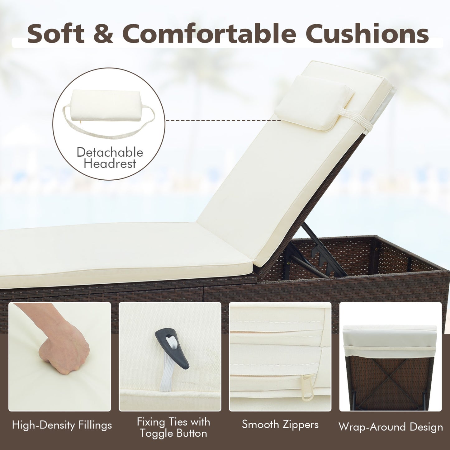 Patio Chaise Lounge Set, 2-Piece, With Cushions, Off White Outdoor Chaise Lounges at Gallery Canada