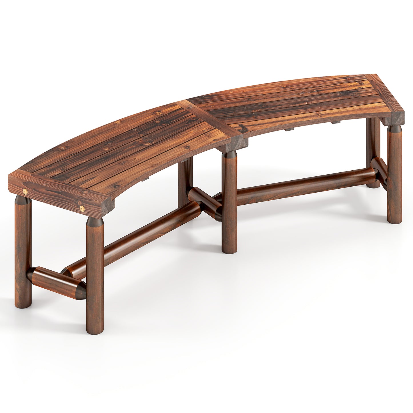 Solid Wood Fire Pit Bench, Outdoor Backless Loveseat, Brown Outdoor Benches Rustic Brown at Gallery Canada