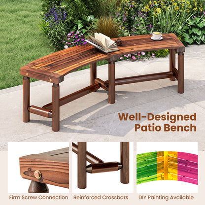 Patio Curved Bench Solid Wood Fire Pit Bench Outdoor Backless Loveseat, Rustic Brown Outdoor Benches at Gallery Canada