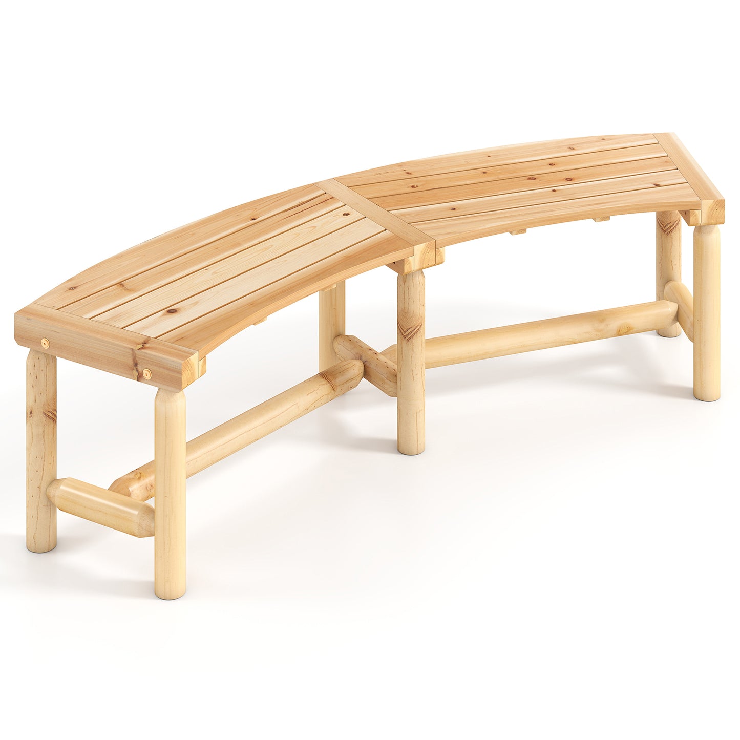 Patio Curved Bench Solid Wood Fire Pit Bench, Natural Outdoor Benches at Gallery Canada