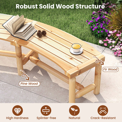 Patio Curved Bench Solid Wood Fire Pit Bench Outdoor Backless Loveseat, Natural Outdoor Benches at Gallery Canada