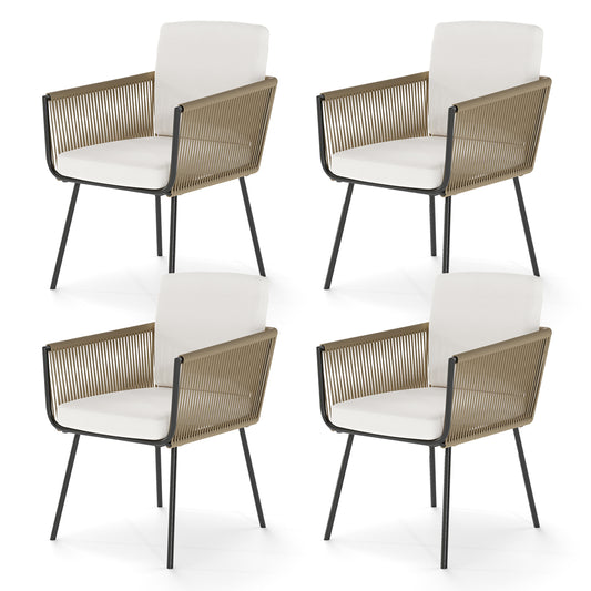 Patio Dining Chairs Set Of 4, Rattan, Off White Patio Dining Chairs Off White at Gallery Canada
