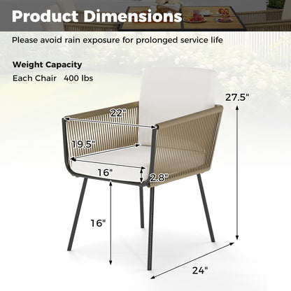 Patio Dining Chairs Set of 4 Bistro Well-Woven Rattan Chairs, Off White Patio Dining Chairs at Gallery Canada