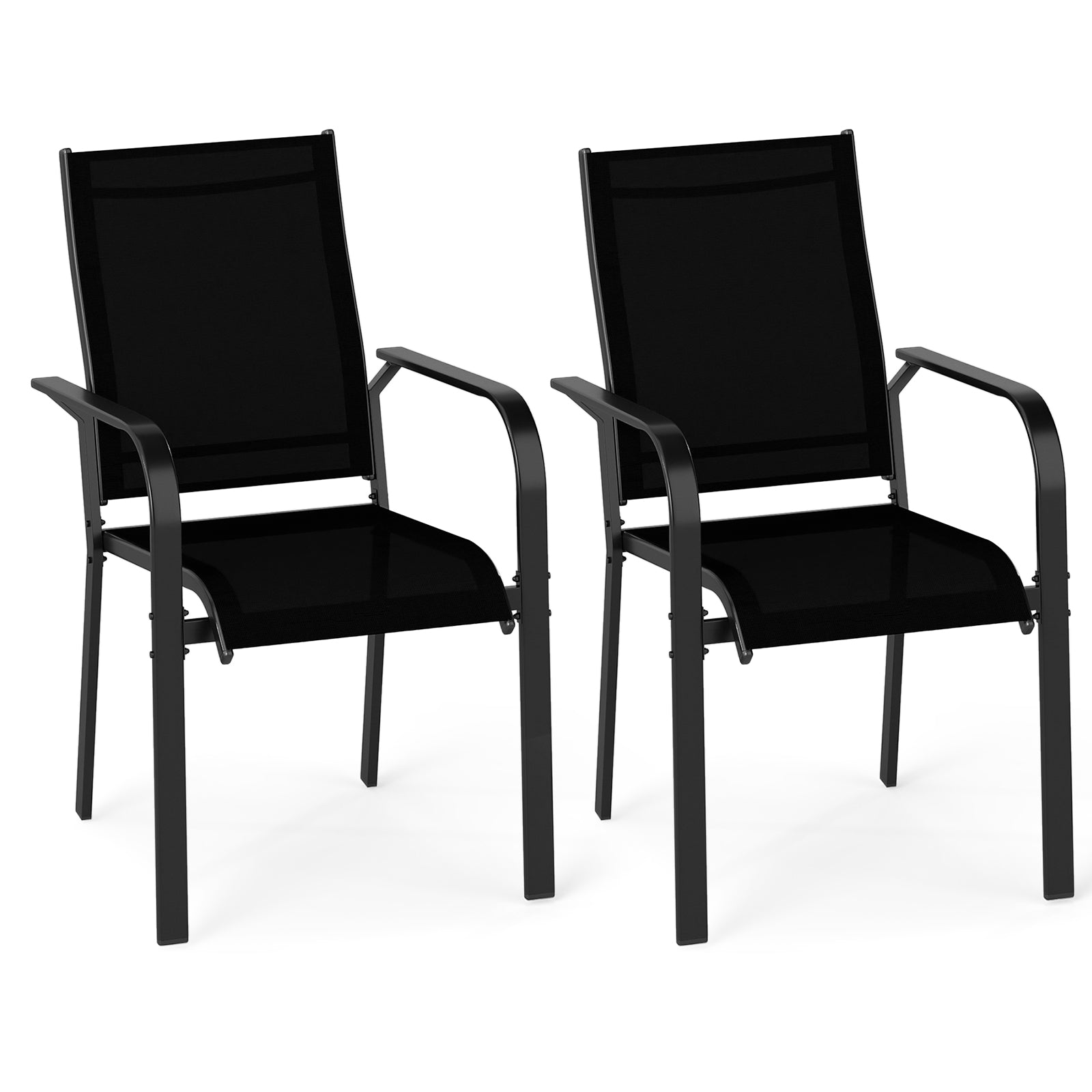 Patio Dining Chairs Set of 2/4/6 Stackable Outdoor Armchairs with Metal Frame-Set of 2 Patio Dining Chairs Options at Gallery Canada
