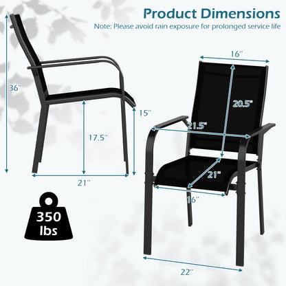 Patio Dining Chairs Set of 2/4/6 Stackable Outdoor Armchairs with Metal Frame-Set of 2 Patio Dining Chairs at Gallery Canada