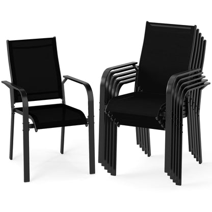Patio Dining Chairs Set of 2/4/6 Stackable Outdoor Armchairs with Metal Frame-Set of 6 Patio Dining Chairs Options at Gallery Canada