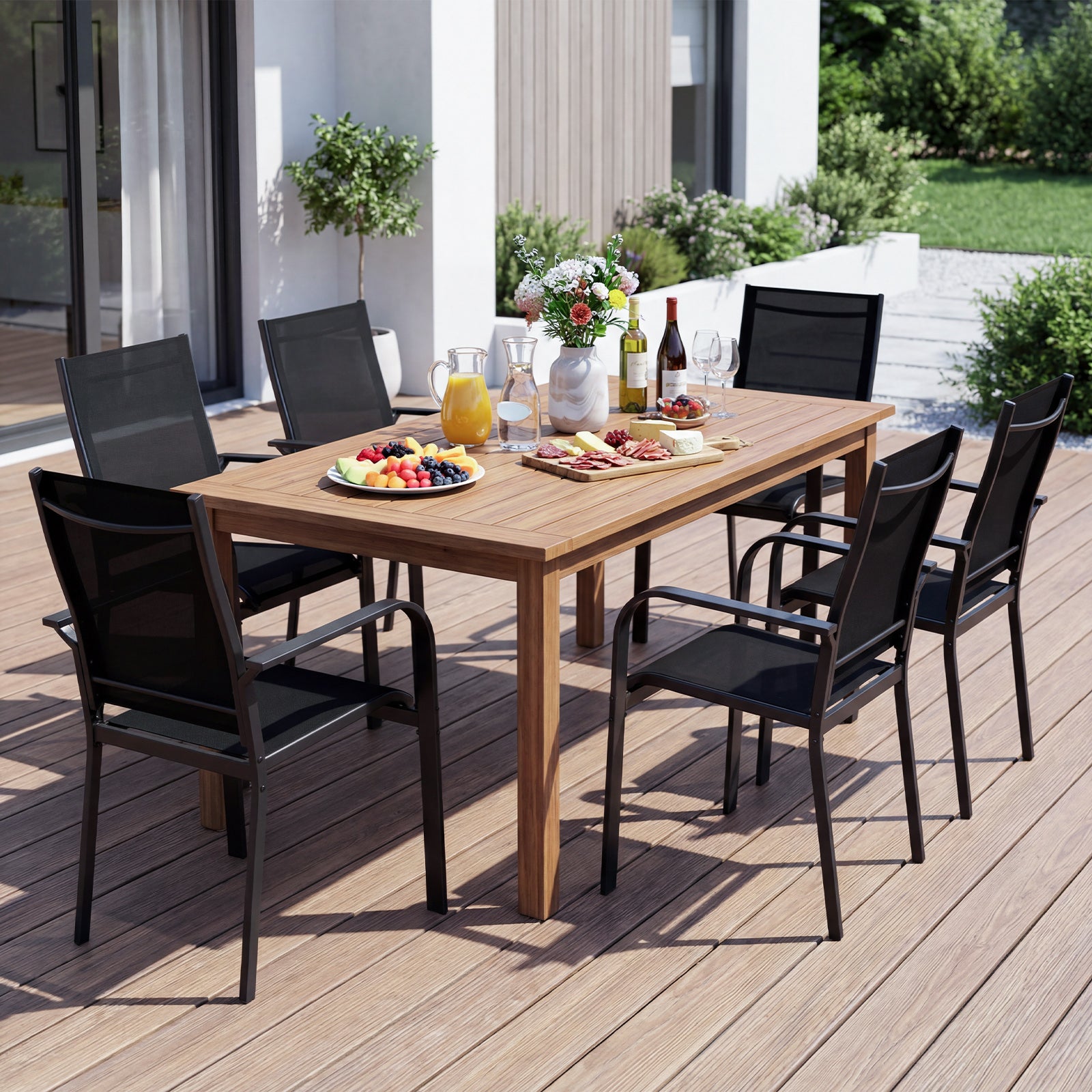 Patio Dining Chairs Set of 2/4/6 Stackable Outdoor Armchairs with Metal Frame-Set of 6 Patio Dining Chairs at Gallery Canada