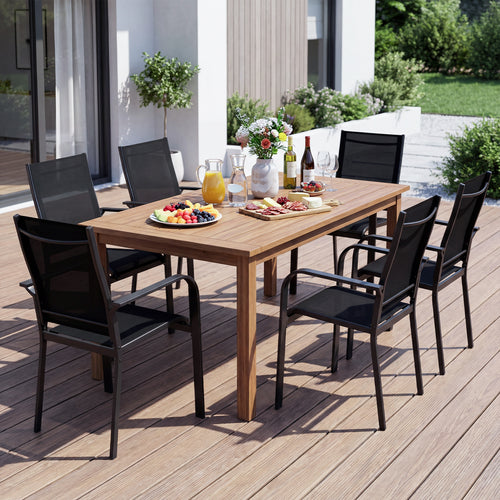 Patio Dining Chairs Set of 2/4/6 Stackable Outdoor Armchairs with Metal Frame-Set of 6