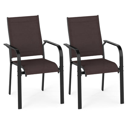 Patio Dining Chairs Set of 2/4/6 Stackable Outdoor Armchairs-Set of 2, Coffee Patio Dining Chairs at Gallery Canada